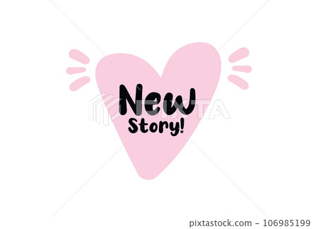 New Story sign, label, sticker, text design with pink heart New Story sign, label, sticker, text design with pink heart 106985199