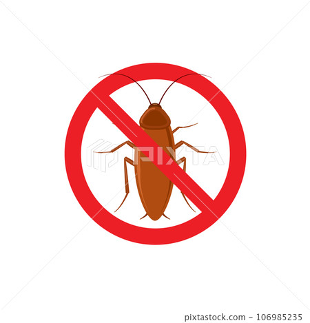 Cockroach anti bug insect vector sign. Fumigation cockroach control illustration logo design 106985235