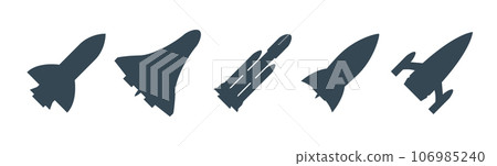 Rocket silhouette illustration astronaut vehicle icon. Rocket launch vector missle spaceship future Rocket silhouette illustration astronaut vehicle icon. Rocket launch vector missle spaceship future 106985240