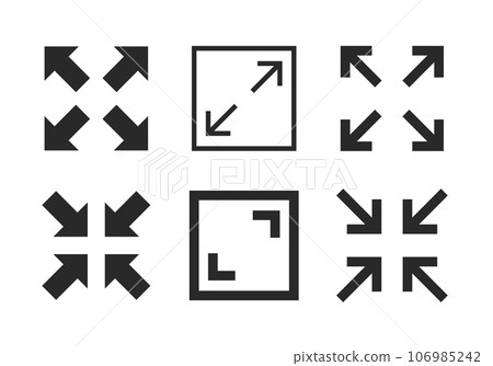 Fullscreen pictogram arrow size icon. Full screen bigger extend video wide web app maximize symbol Fullscreen pictogram arrow size icon. Full screen bigger extend video wide web app maximize symbol 106985242