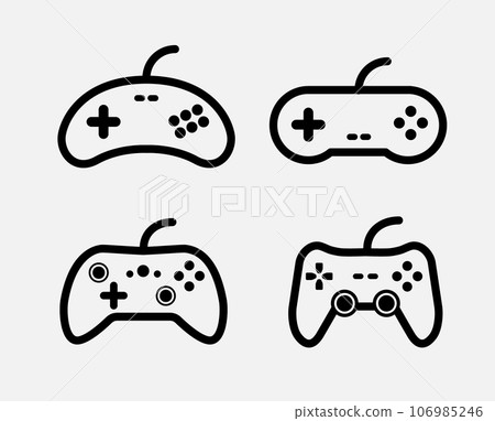 Video game control joystick flat icon. Videogame console controller game pad Video game control joystick flat icon. Videogame console controller game pad 106985246