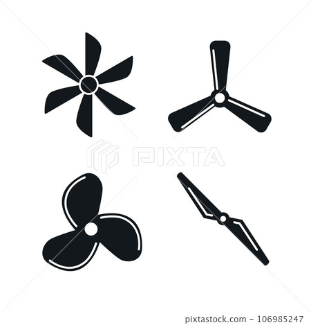 Vector screw fan prop tyrbine blade motor. Rotor shape boat air propeller symbol industry cooler Vector screw fan prop tyrbine blade motor. Rotor shape boat air propeller symbol industry cooler 106985247