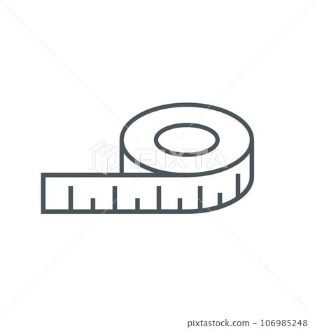 Measure vector tape length ruler line icon. Centimeter symbol tape measure flat tool metric roll Measure vector tape length ruler line icon. Centimeter symbol tape measure flat tool metric roll 106985248