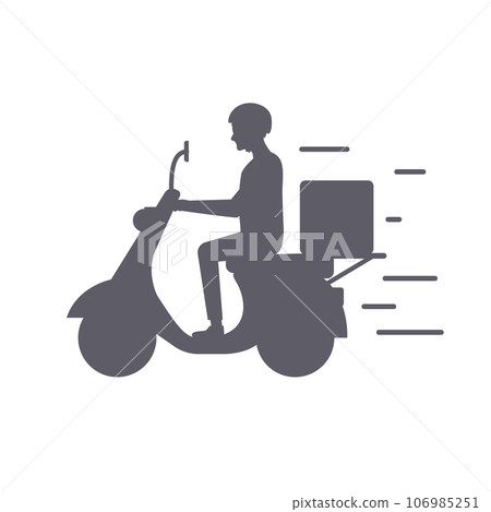Express bike delivery scooter vector icon. Motorbike pizza fast food delivery free express shipment Express bike delivery scooter vector icon. Motorbike pizza fast food delivery free express shipment 106985251
