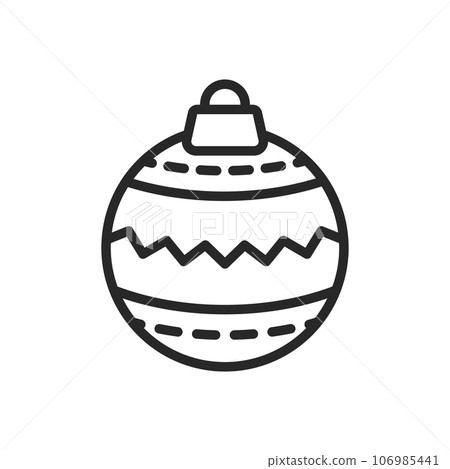 Christmas Ornaments Icon. Vector Outline Editable Isolated Sign of a Decorative Bauble with Ornate Patterns, Symbolizing Festive Holiday Decorations. 106985441
