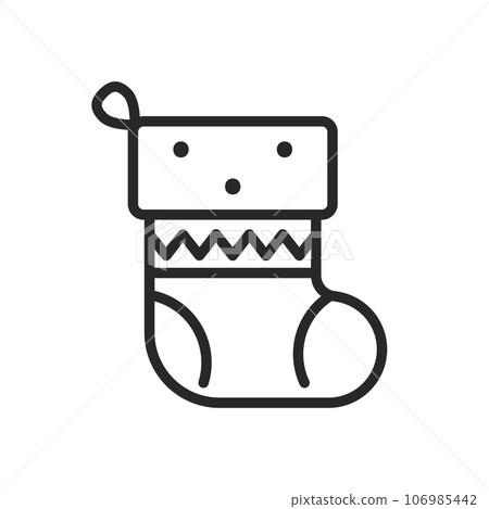 Christmas Stocking Icon. Vector Outline Editable Isolated Sign of a Festive Red Stocking, Traditionally Hung and Filled with Gifts during the Christmas Holiday Season. 106985442
