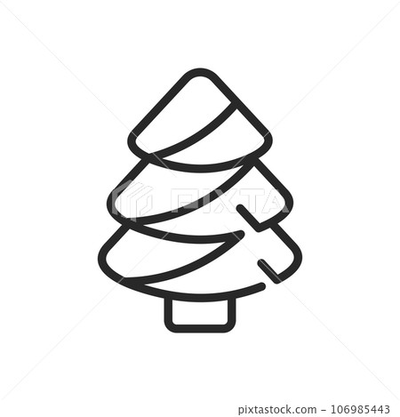 Christmas Tree Icon. Vector Outline Editable Isolated Sign of a Festive Evergreen, Perfect for Winter Celebrations, Seasonal Designs, New Year Tree and Yuletide Traditions. 106985443
