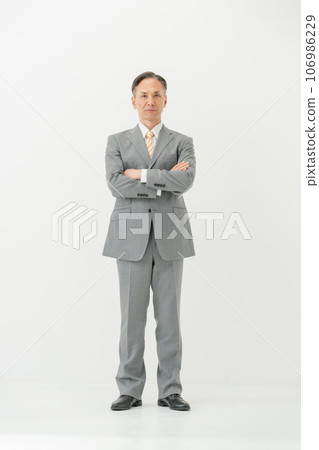 Business male profile white background arms folded Business male profile white background arms folded 106986229
