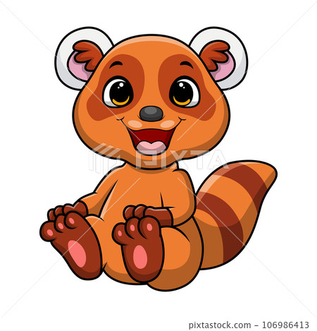 Cute little red panda cartoon on white background 106986413