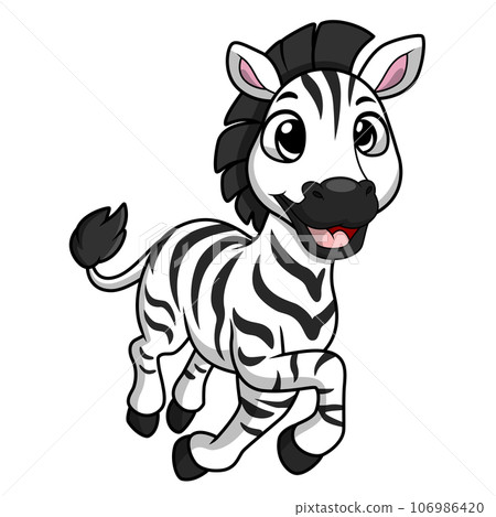 Cute little zebra cartoon on white background 106986420
