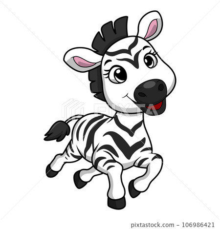 Cute little zebra cartoon on white background 106986421