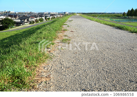從荒川下游的荒川河岸向埼玉新都心方向眺望 106986558