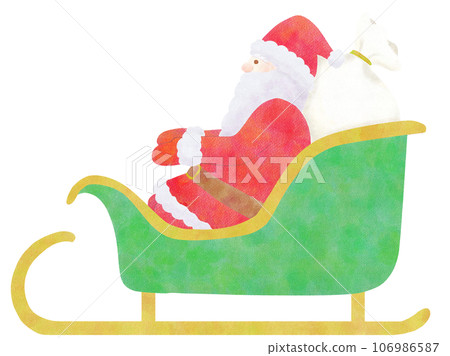 聖誕老人和他的雪橇的簡單可愛的圖畫書風格插圖 - 聖誕形象 106986587