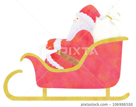 聖誕老人和他的雪橇的簡單可愛的圖畫書風格插圖 - 聖誕形象 106986588