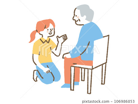 Female caregiver taking care of the elderly_color Female caregiver taking care of the elderly_color 106986853