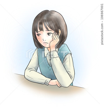 Illustration of a girl with a dark expression 106987001