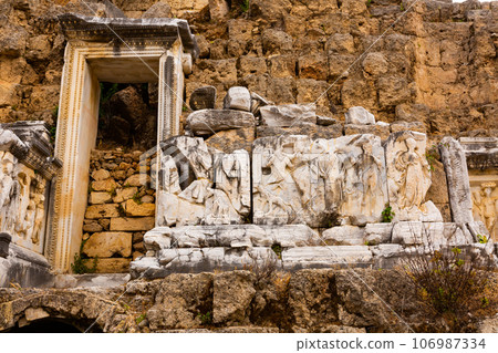 Podium of Perge Theater with reliefs Podium of Perge Theater with reliefs 106987334