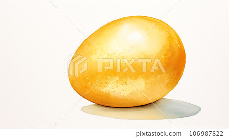 Watercolor illustration of golden egg "AI generated image" 106987822