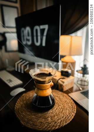 Drip coffee on the table in the house 106988134