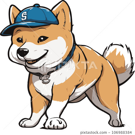 Illustration of a dog playing baseball 106988384
