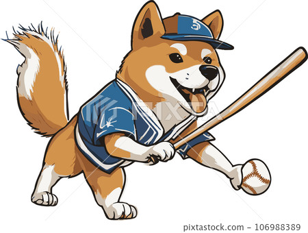 Illustration of a dog playing baseball Illustration of a dog playing baseball 106988389