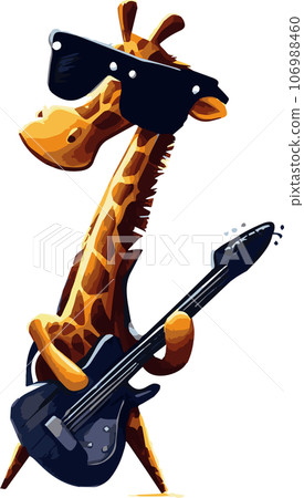Illustration of a giraffe playing the guitar 106988460