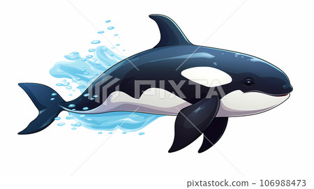 Hand drawn cartoon marine animal killer whale illustration 106988473