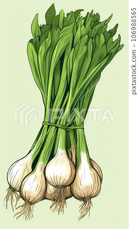 Hand drawn cartoon green onion illustration Hand drawn cartoon green onion illustration 106988565