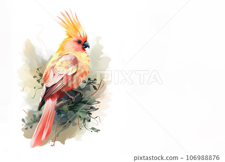 Painting of cockatiel bird on clean background. Bird. Wildlife Animals. Illustration, Generative AI. Painting of cockatiel bird on clean background. Bird. Wildlife Animals. Illustration, Generative AI. 106988876