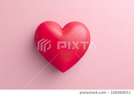 Red heart on a pink background. Generative AI. Red heart on a pink background. Generative AI. 106989051