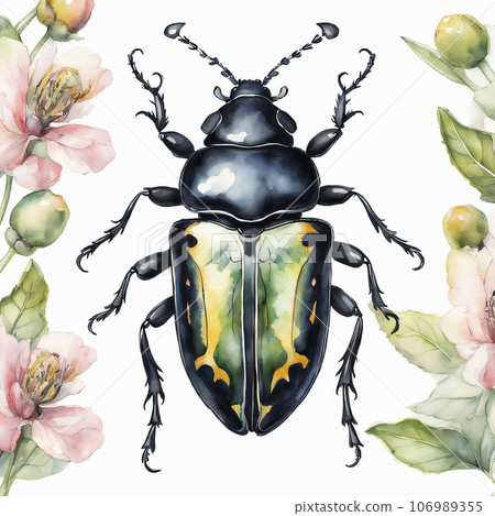 Colorful female beetle watercolor painting Colorful female beetle watercolor painting 106989355