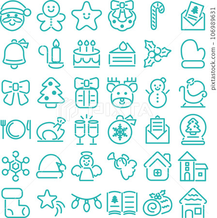 Christmas icon pictogram decoration simple line cute illustration material set Christmas icon pictogram decoration simple line cute illustration material set 106989631