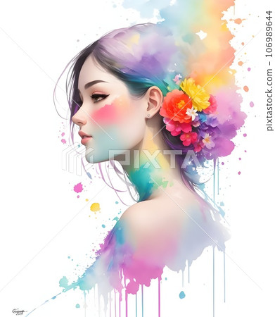 woman with flowers 106989644