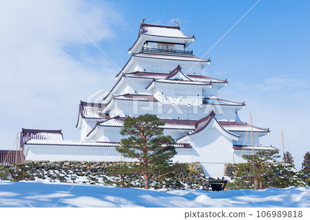 日本名城百選：雪天的敦賀城（會津若松城） 106989818