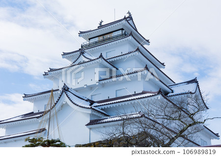 日本名城百選:雪天的敦賀城(會津若松城) 日本名城百選:雪天的敦賀城(會津若松城) 106989819