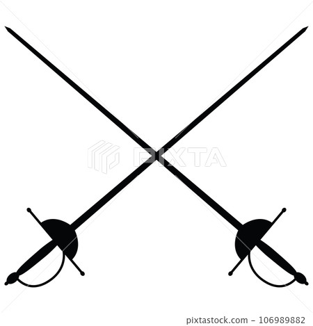 fencing icon. two crossed sword sign. rapier symbol. flat style. fencing icon. two crossed sword sign. rapier symbol. flat style. 106989882