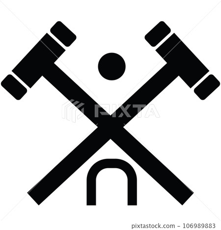 croquet wood mallet icon. croquet sign. croquet equipment symbol. flat style. 106989883