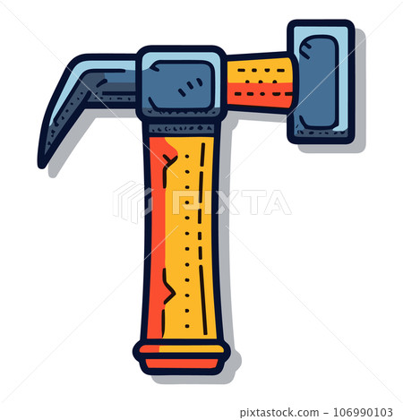 Carpenter hammer in flat style. Hammer isolated icon with shadow. 106990103