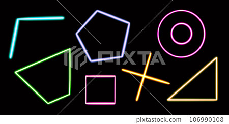 set glowing desktop icon, neon set geometric sticker, neon geometric figure, glowing figure, neon geometrical figures  106990108