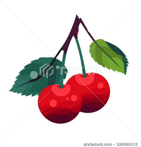 Vector cherry illustration. Isolated on a white background. Cartoon style icon. Vector cherry illustration. Isolated on a white background. Cartoon style icon. 106990133