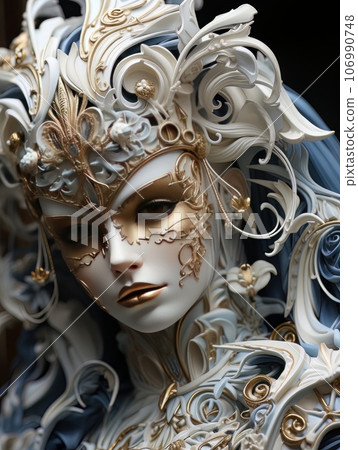 Woman in Venetian carnival mask, festive masquerade. AI Woman in Venetian carnival mask, festive masquerade. AI 106990748