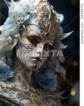 Woman in Venetian carnival mask, festive masquerade. AI Woman in Venetian carnival mask, festive masquerade. AI 106990755