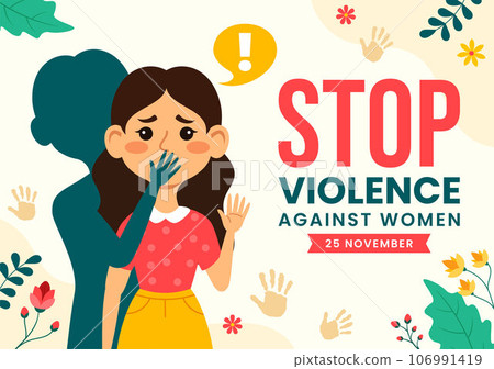 International Day for the Elimination of Violence Against Women Vector Illustration on 25 November with Girls and Flower Background Cartoon Design 106991419