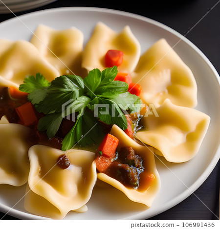 italian tortelli or ravioli stuffed with pumpkin and parmesan cheese tasty 106991436