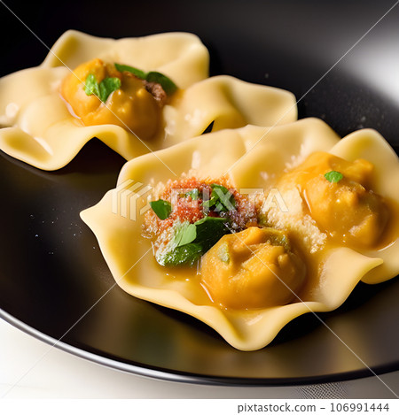 italian tortelli or ravioli stuffed with pumpkin and parmesan cheese tasty italian tortelli or ravioli stuffed with pumpkin and parmesan cheese tasty 106991444