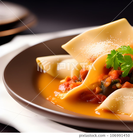 italian tortelli or ravioli stuffed with pumpkin and parmesan cheese tasty 106991450
