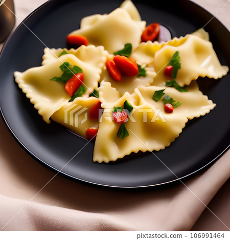 italian tortelli or ravioli stuffed with pumpkin and parmesan cheese tasty 106991464