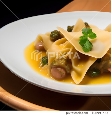 italian tortelli or ravioli stuffed with pumpkin and parmesan cheese tasty 106991484
