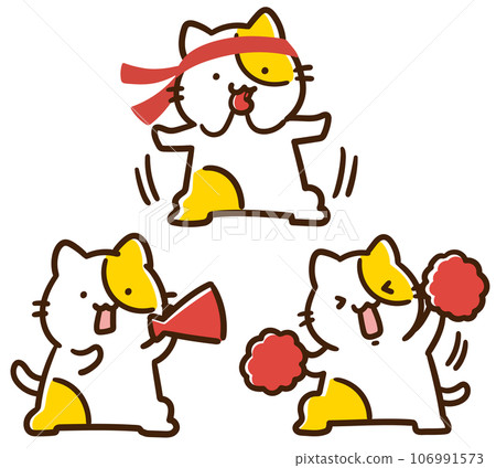 Cute icon deformed illustration set of like cat - Stock