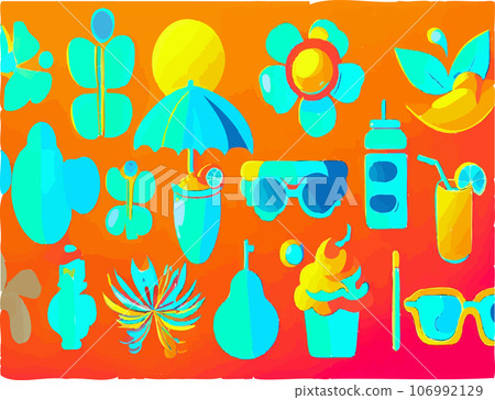Stylish summer illustration set Stylish summer illustration set 106992129